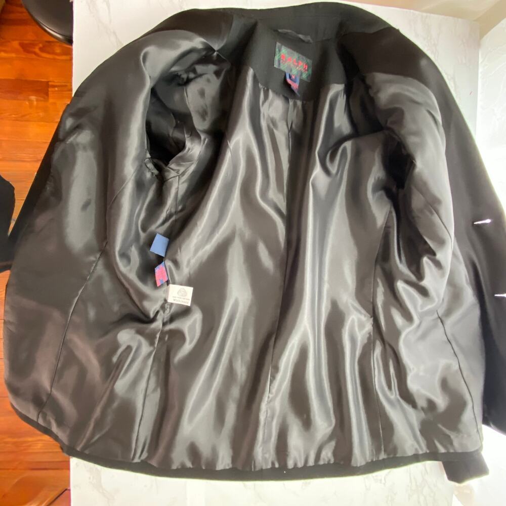 Ralph Ralph Lauren Black 100% Wool Tuxedo Blazer Satin Peak Lapel Vintage M - Picture 9 of 13